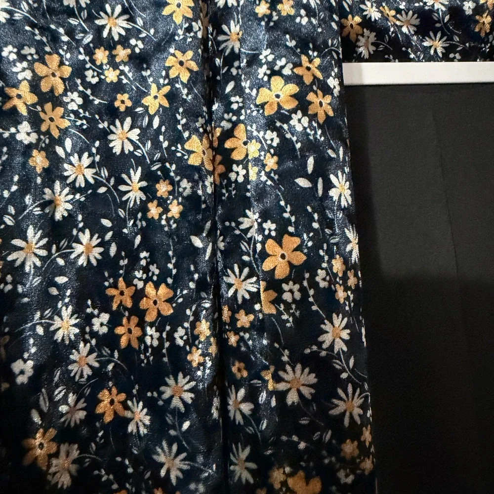 Molly Bracken Blazer Women’s Ditsy Floral Print Stretch Velvet Open Front
